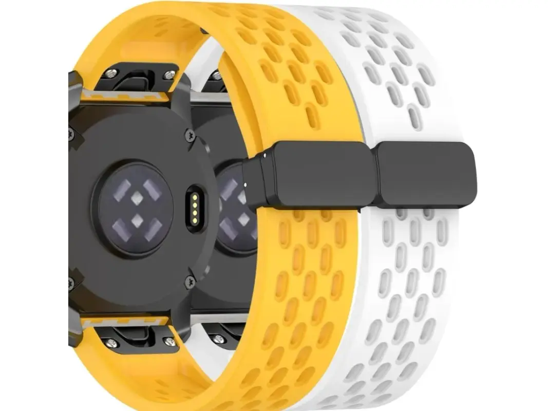 Pacote de 2 pulseiras Snapflow Szsmart para Garmin Tactix Delta Amarelo e Branco