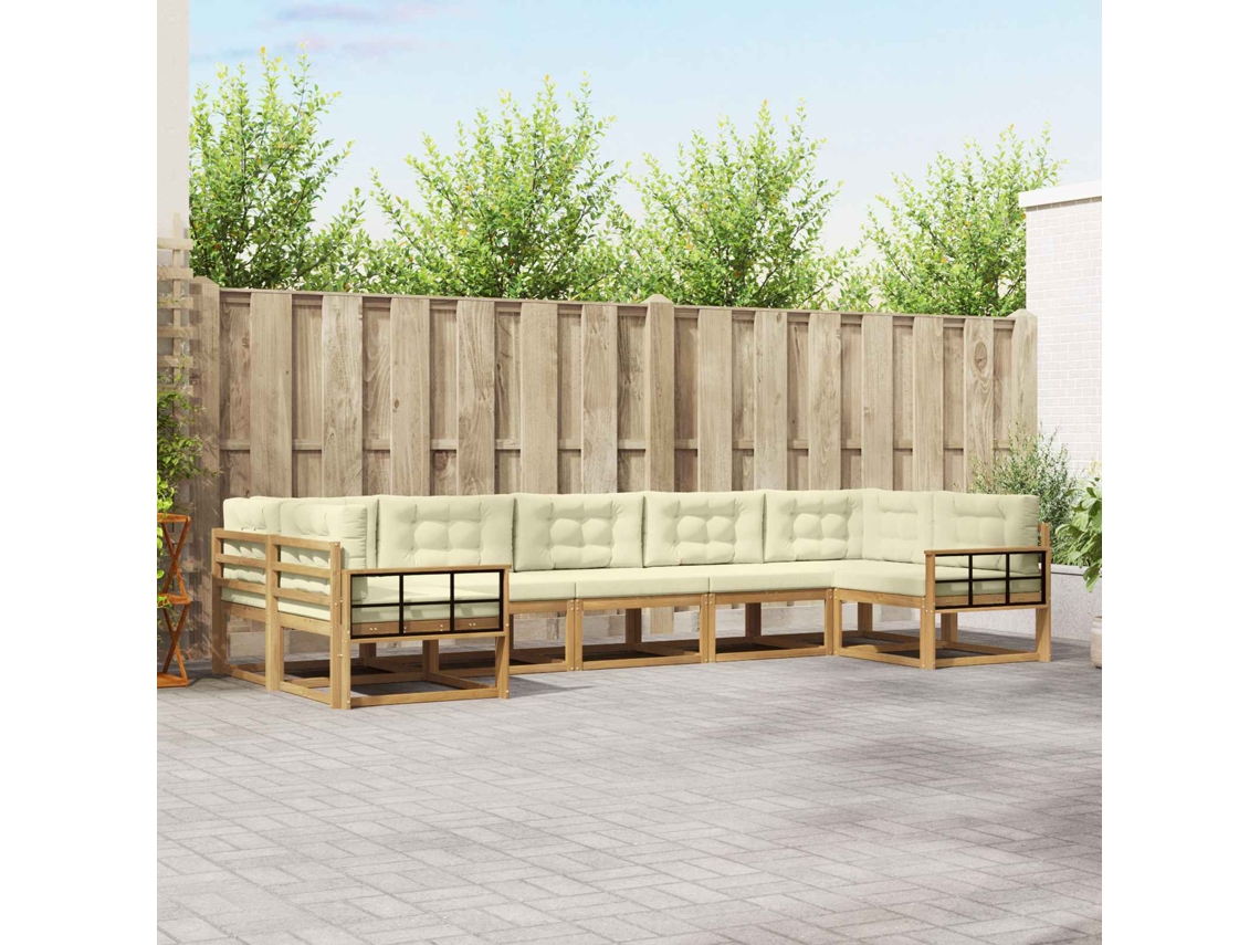 Vidaxl Conjunto De Sofás Para Exterior 7 Pcs Branco E Creme