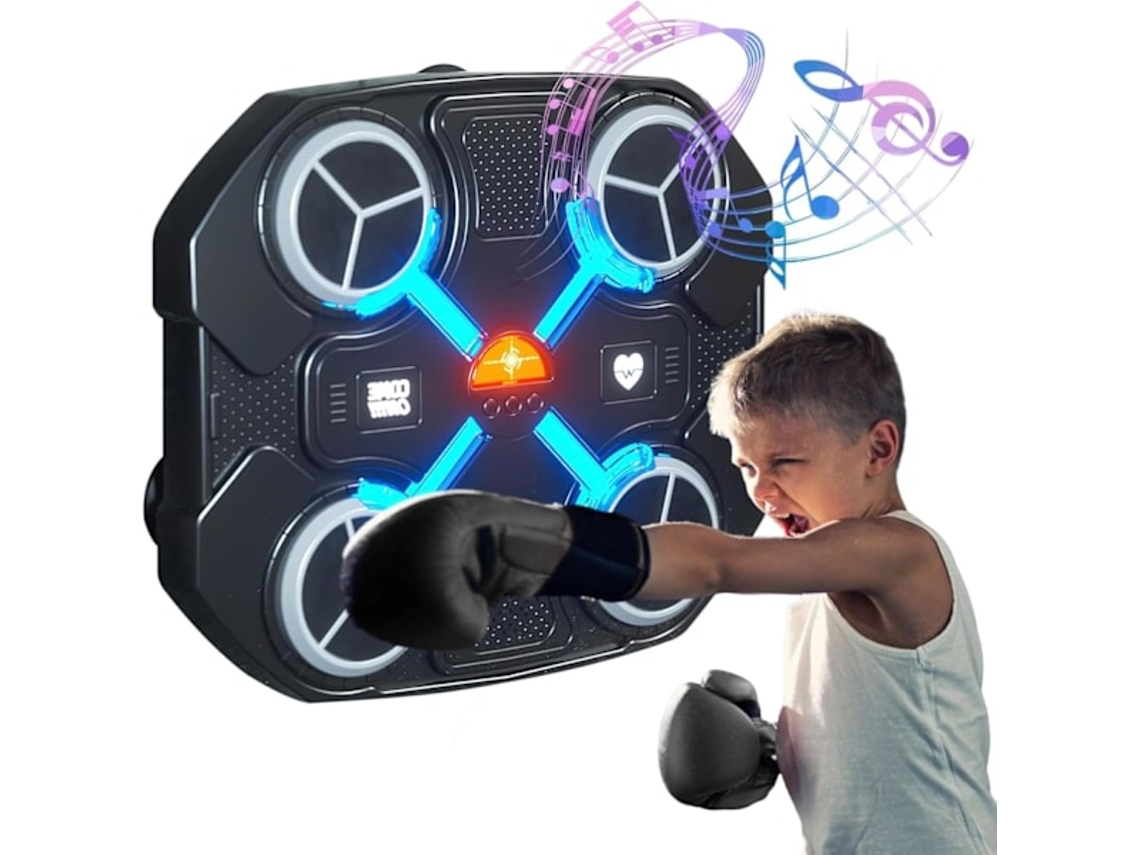 Máquina De Boxe Musical Preta, Equipamento De Boxe De Parede Com Tela Led E Iluminação Ajustável Para Crianças. Aquaforge