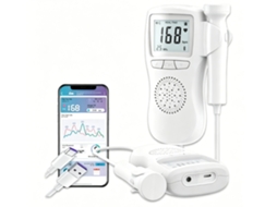 Monitor Fetal Doppler Branco Bluetooth Recarregável Casa Seguro Fácil Operar Mamãe Bebê