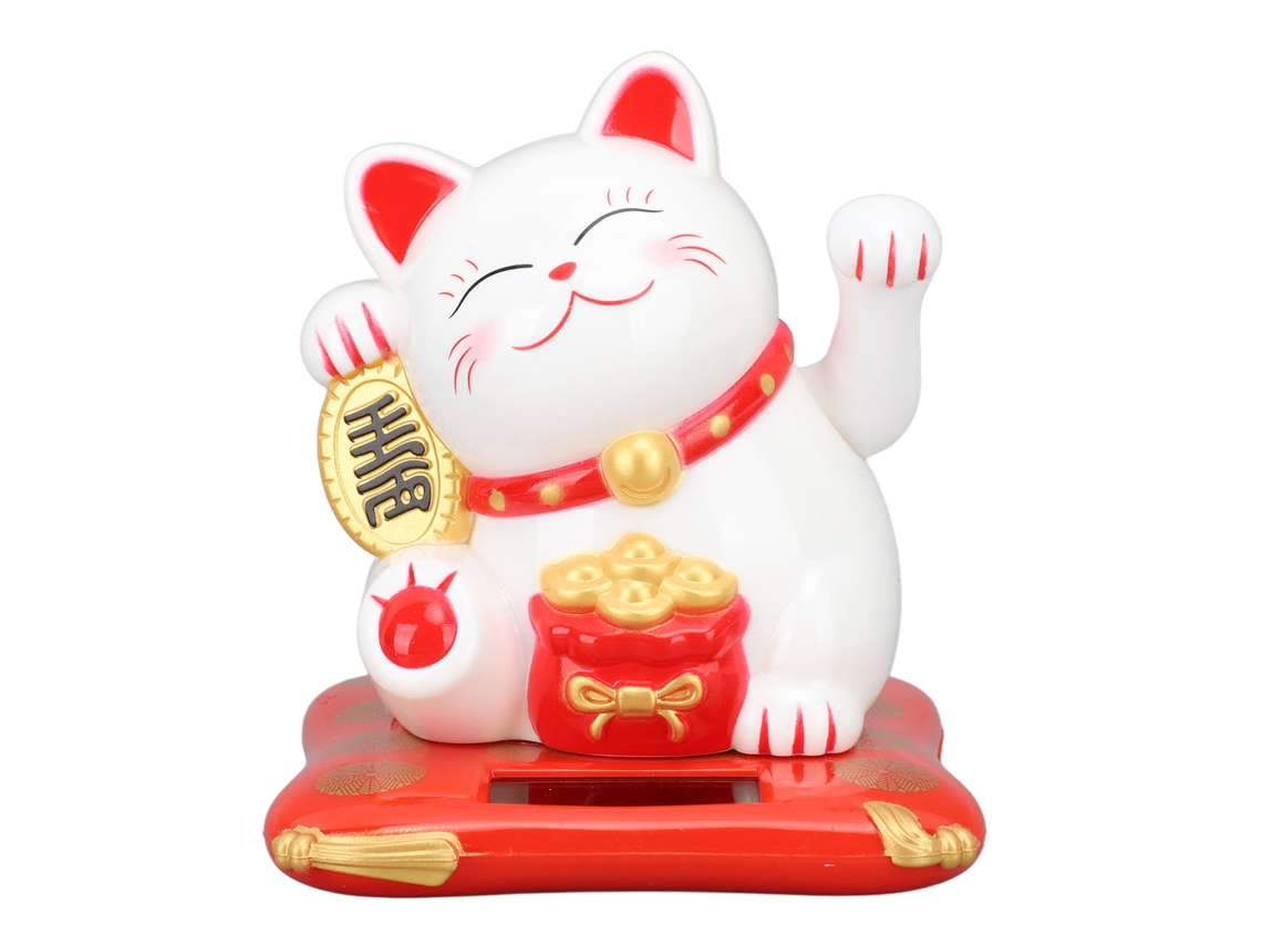 Laxiscreed Gato Da Sorte Solar Branco 3.5" Para Boa Sorte E Decoração