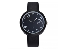 Reloj Cuarzo De Acero Con Dial Redondo Para Estudiantes De Moda Mcykcy (negro)