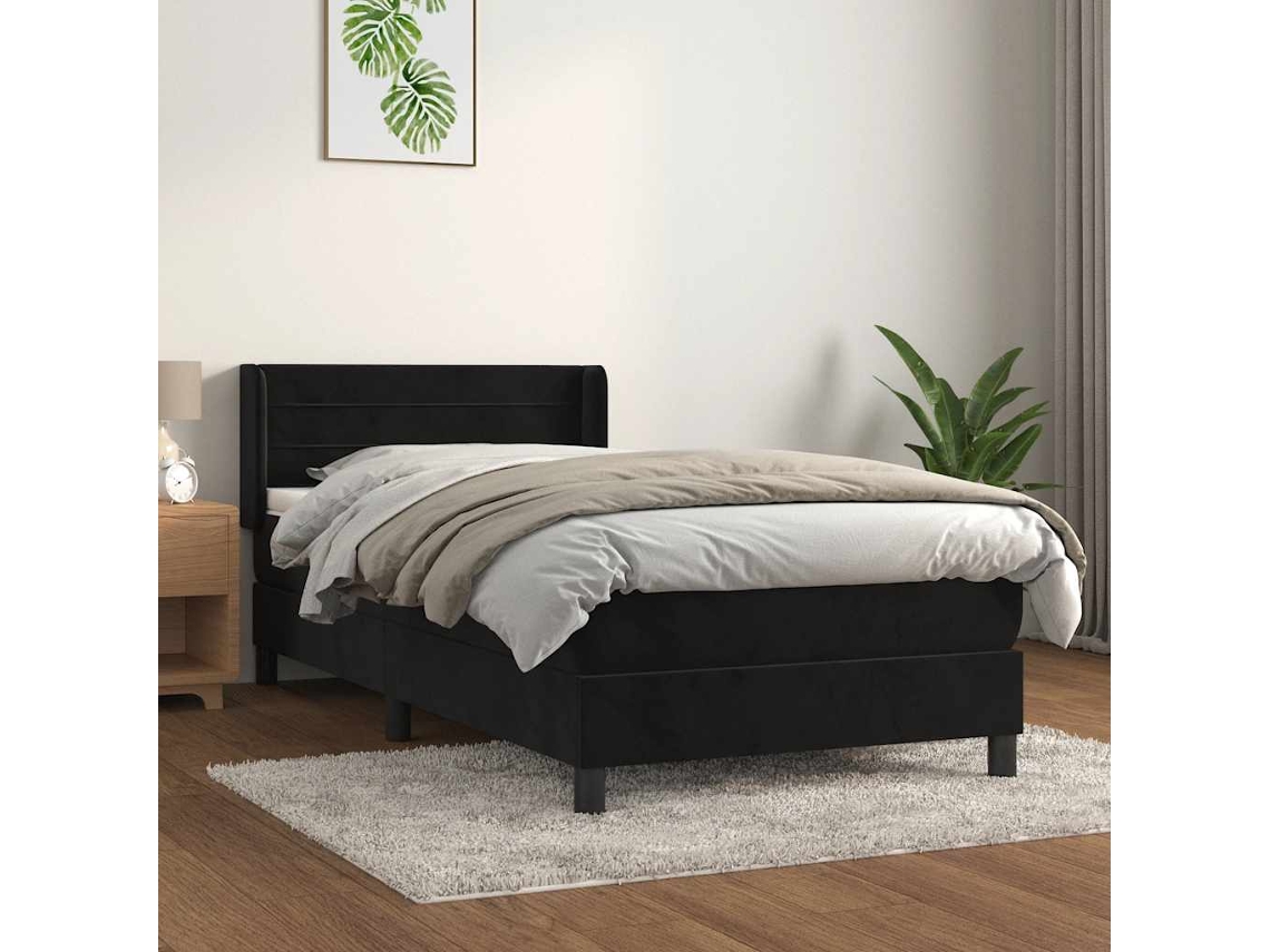 Vidaxl Cama com Molas/colchão 80x200 Cm Veludo Preto