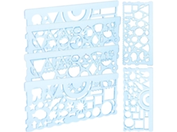 Régua de desenho em plástico PP azul, 20 cm, kit com 6 peças.