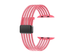 Pulseira Elástica Entrançada Para Apple Watch Séries 11/ 10/9/8/ 7/ 6/ 5/4 / Se (38 Mm, 40 Mm E 41 Mm), Com Fecho Magnético Rosa Panoona