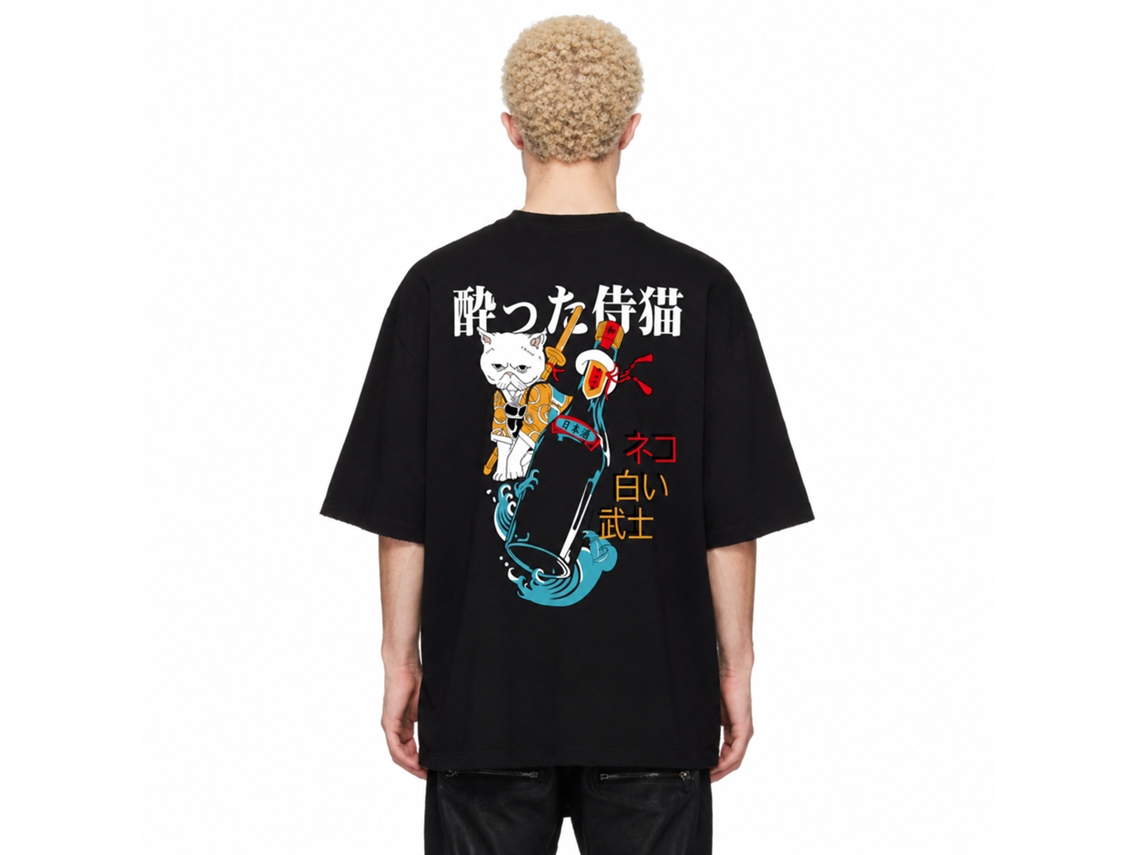 Camiseta unissex Rockinstone Samurai Cat com design exclusivo de designer.