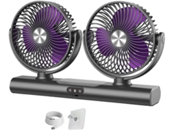 Ventilador De Carro Com Duas Cabeças, Luz E Gancho