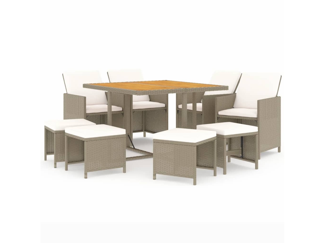 Garden Dining Set, Garden Dining Sets Vidaxl Bege Rattan / Vime (109 Cm Table Length)
