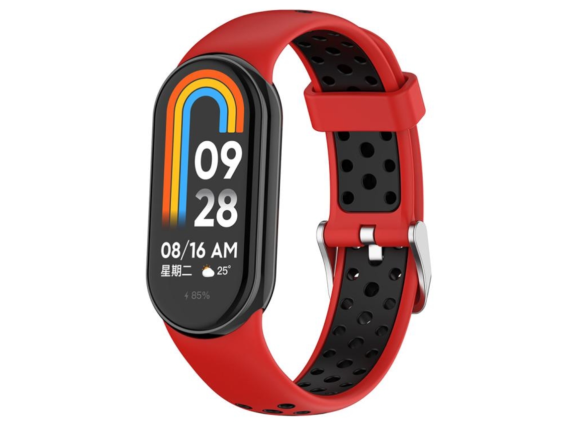 Bracelete para Xiaomi Smart Band 10/9/8 Silicone Bicolor com Plugue de Metal Vermelho e Preto XIAOMOYU