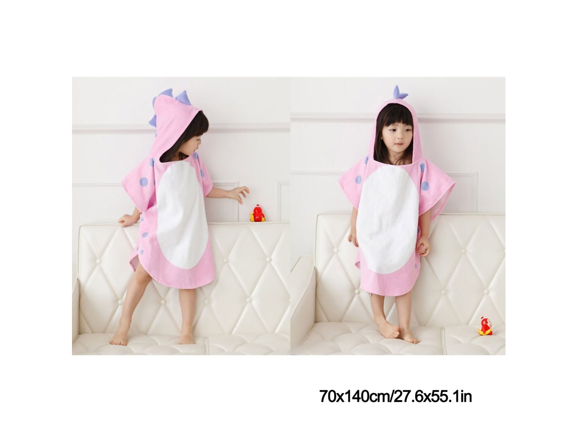 2026 toalla de Banho para Bebê de Algodão Gentil com a Pele Absorvente Estilo Dinossauro Unissex com Capuz Rosa 70x140cm