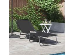 Vidaxl Espreguiçadeira Dobrável Preto 188 X 57 X 86,5 Cm Poliéster