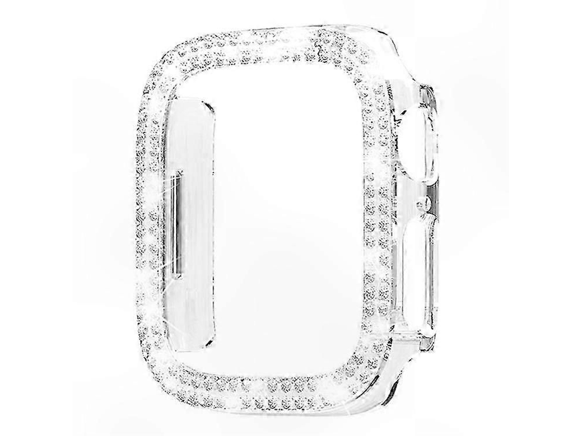Capa De Policarbonato Vazada Com Diamantes Em Fileira Dupla Para Smartwatches.