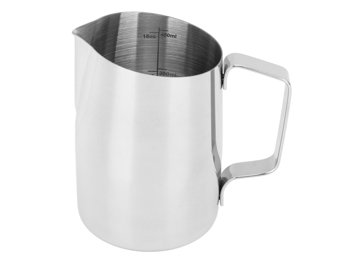 Jarra Para Espumar Leite 450ml 201 Em Aço Inoxidável Com Escala Interna, Ideal Para Vaporizar Leite, Preparar Café E Creme De Leite Em Casa