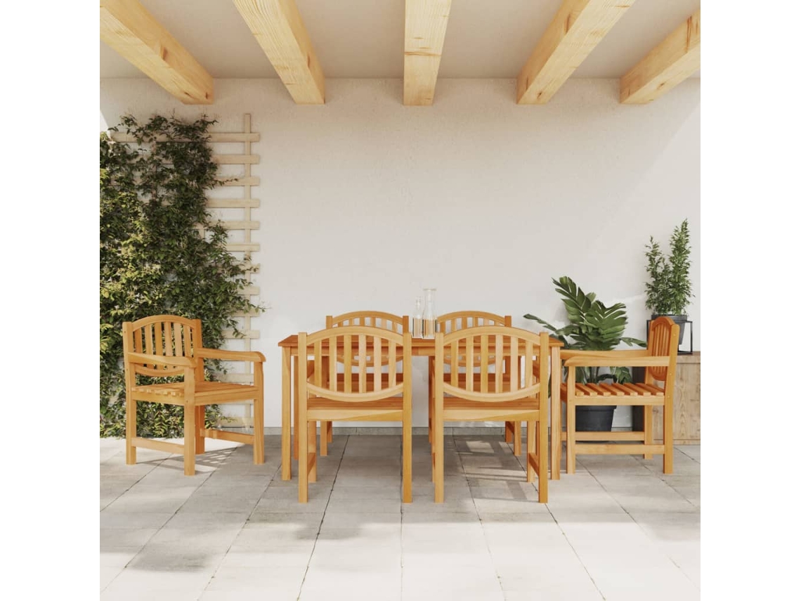 Vidaxl Conjunto De Jantar Para Jardim 7 Pcs Madeira De Teca Maciça