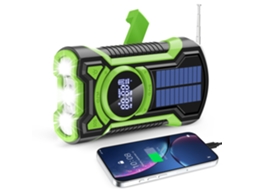 Rádio Solar de Emergência com Manivela, Capacidade de 5000mah, À Prova D'água e Poeira Ip65. MDUG