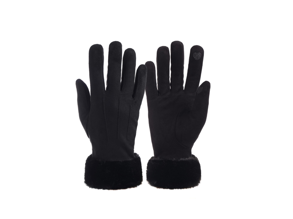 Luvas de Inverno Femininas em Lã Elástica com Função Tátil, Forro de Malha Quente para Dias Frios.
