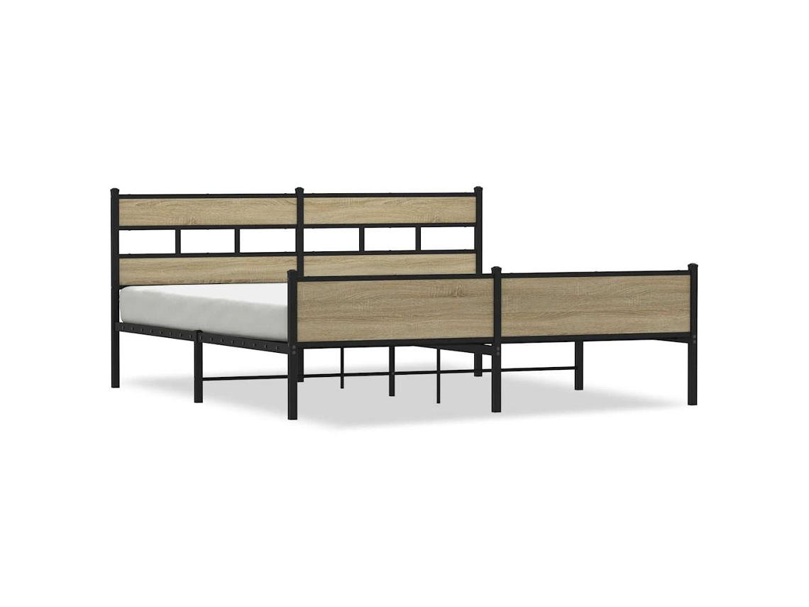 Estrutura de Cama sem Colchão 183x213 cm Metal Carvalho Sonoma MAISON EXCLUSIVE