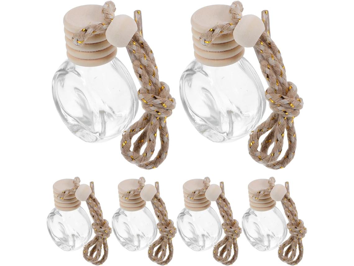 Conjunto De 6 Frascos De Vidro Vazios De 10ml Para Perfume De Carro Com Cordão Para Pendurar.