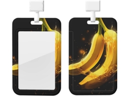 Suporte Crachá Banana Brilhante Com Cordão, Revestimento Plástico Impermeável, Armazenamento Crachá, Trabalho Ideal, Mesa