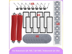 34pcs For Qr 798 / Qr 598 / 35a Vacuum Cleaner Parts Main Side Brush Hepa Filter Mop Cloth Dust Bag