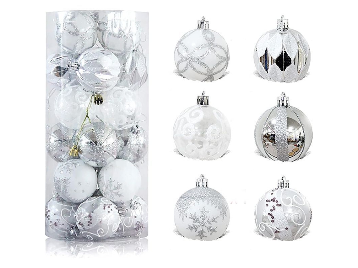 Adornos De Natal: Bola De 6 Cm, 24 Peças Para Árvore De Natal, Plástico Inquebrantável, Decoração Festiva