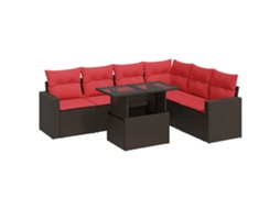 Conjunto de 7 Sofás Jardim com Almofadões Vime Pe/acácia Cinzento MAISON EXCLUSIVE (7 pcs)