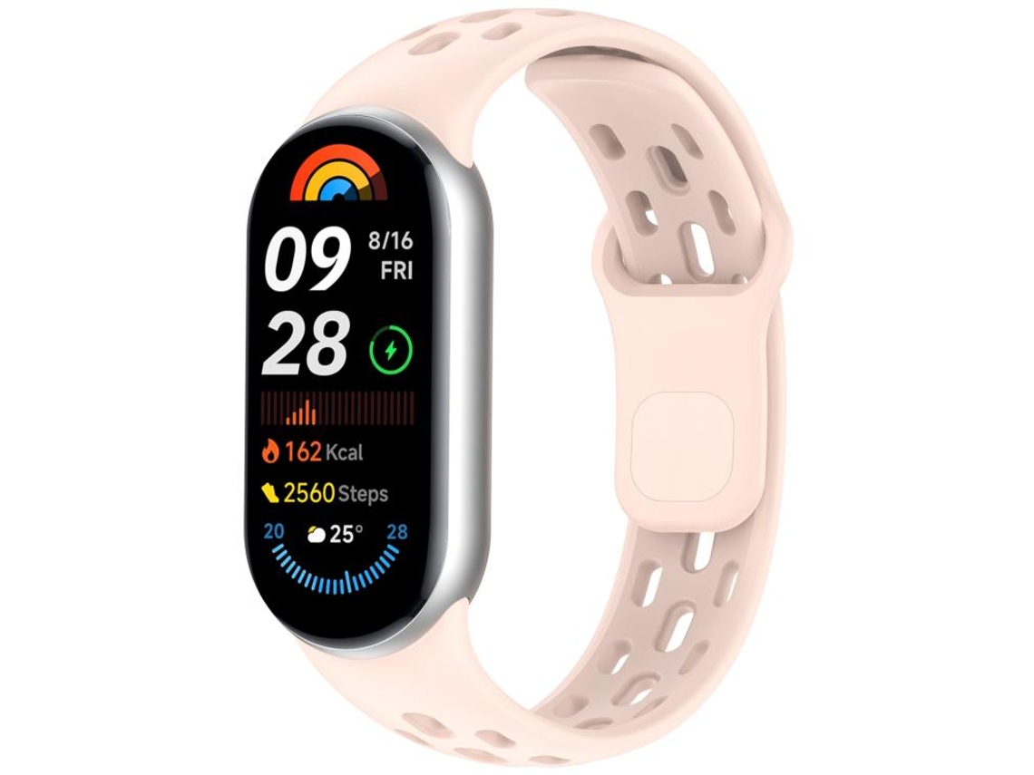 Bracelete Para Xiaomi Smart Band 10/9/8 - Tpu Respirável - Furos Em Formato De Colmeia Rosa Claro