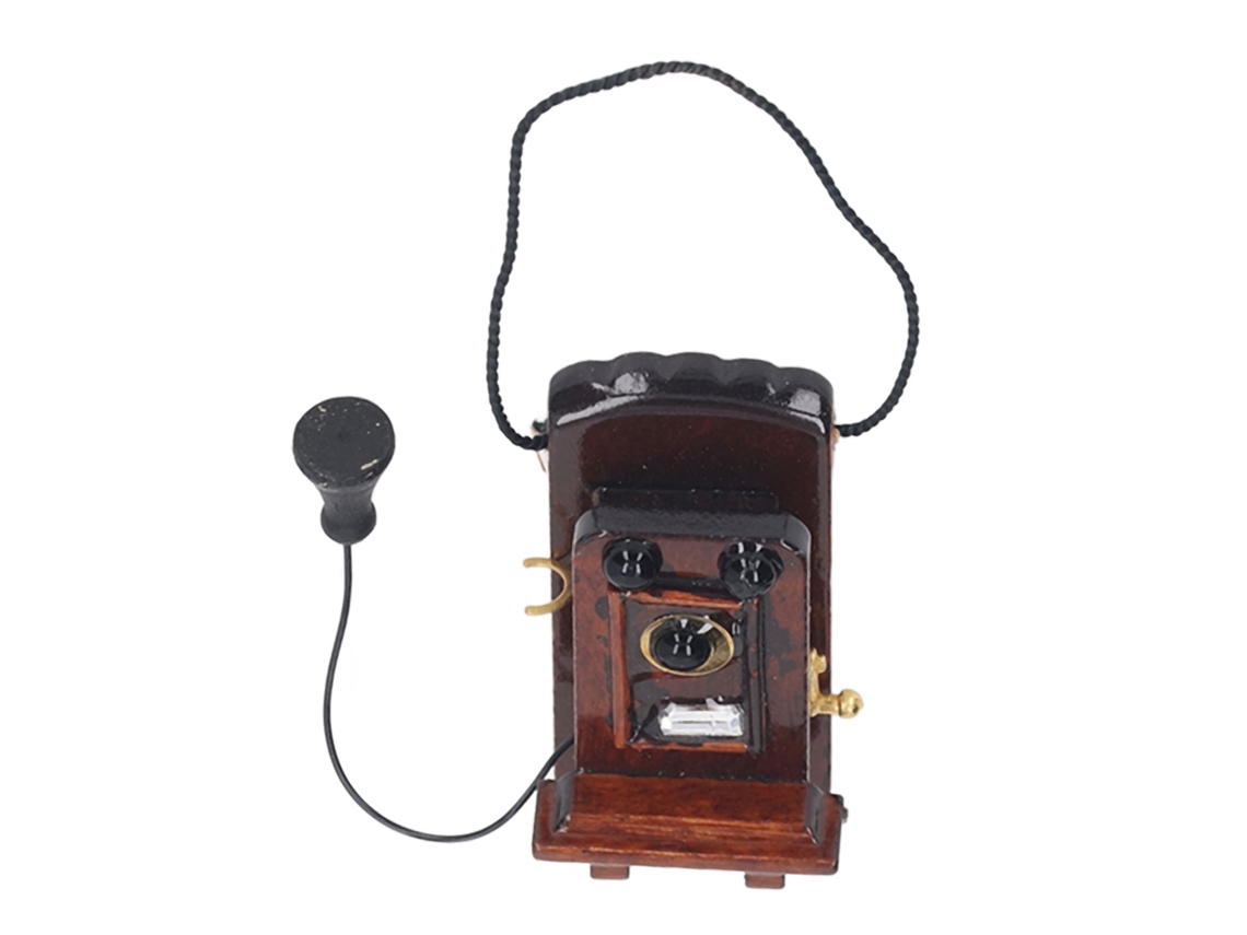 Telefone de Parede Miniatura Vintage para Casa de Boneca