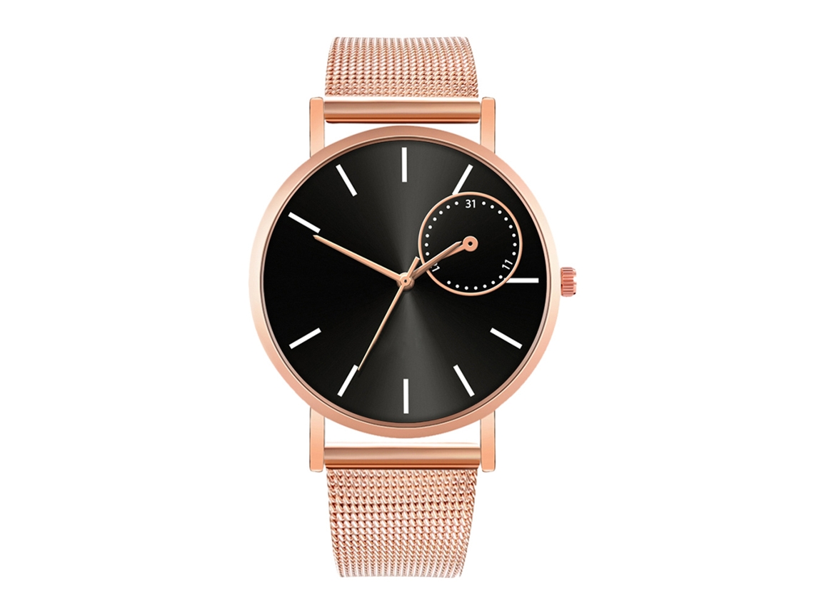 Reloj De Moda Para Parejas Con Correa De Malla Dial Redondo Cuarzo Unisex