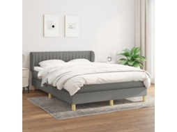 Vidaxl Cama Com Molas/colchão 140x190 Cm Tecido Cinzento-escuro