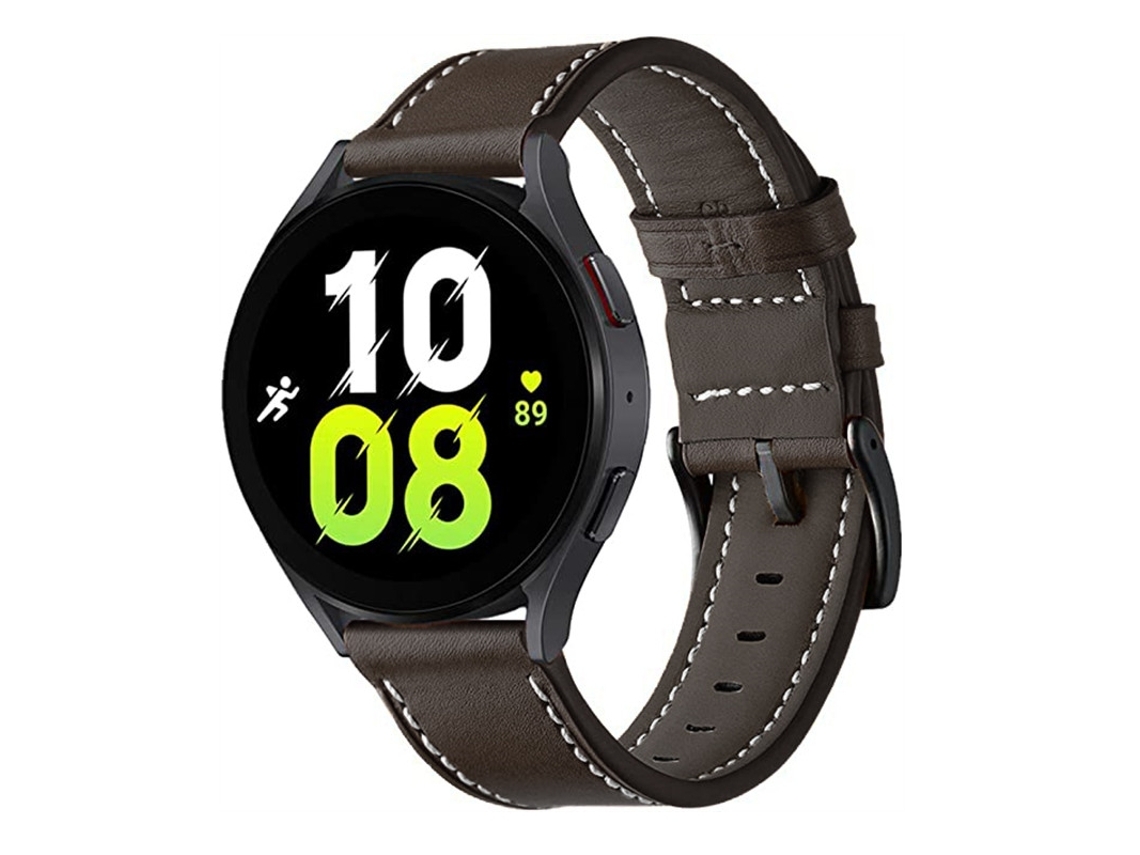Bracelete de Smartwatch para garmin forerunner 265/255/vivoactive 4/venu 2 22mm costura fivela preta de couro genuíno (café)