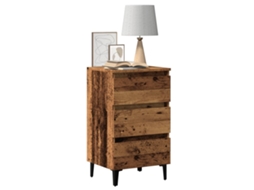 Vidaxl Mesa De Cabeceira C/ Pernas De Metal 40x35x69 Cm Madeira Velha