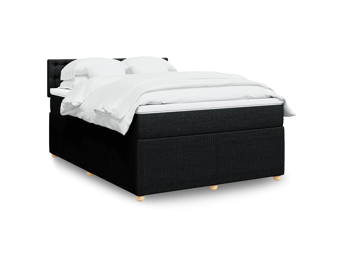 Vidaxl Cama Com Molas/colchão 140x190 Cm Tecido Preto