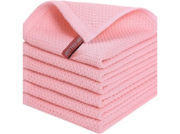 Panos De Limpeza Quadrados Para Cozinha, Sem Fiapos, Altamente Absorventes 34 Cm X 34 Cm, Pacote Com 6 Unidades, Rosa Siurn