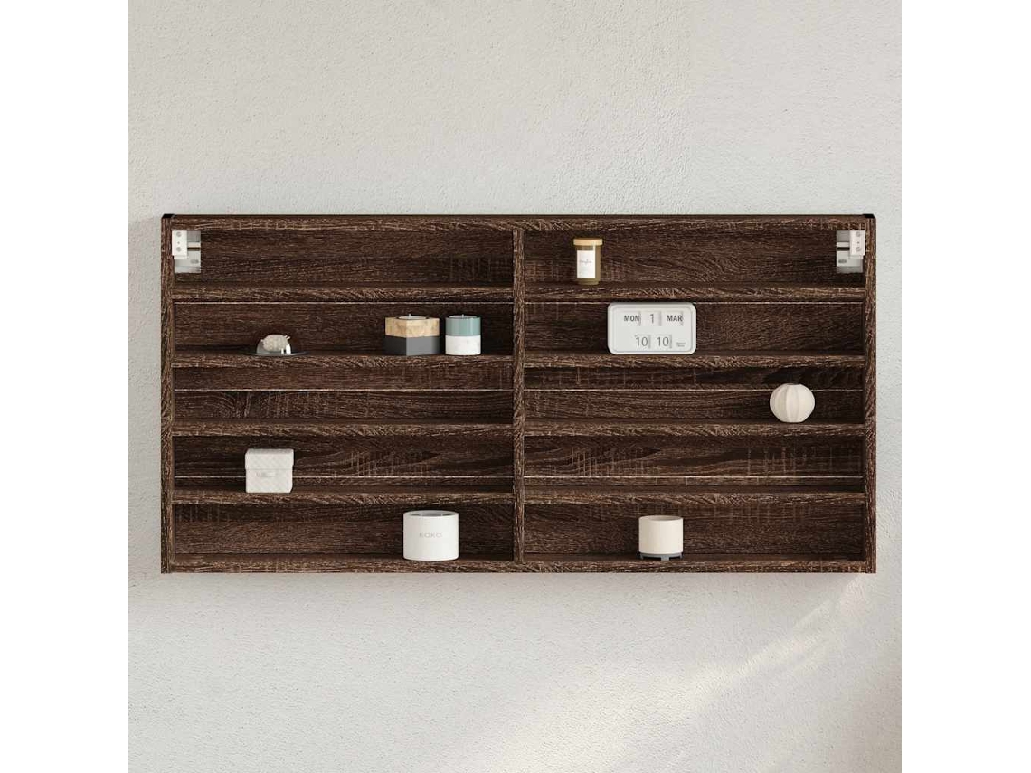 Vidaxl Armário Vitrine 100x8,5x50 Cm Deriv. Madeira Carvalho Castanho