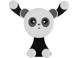 Suporte Para Celular Veicular Com Rotação De 360°, Design De Panda, Preto, Feito De Pc E Abs.