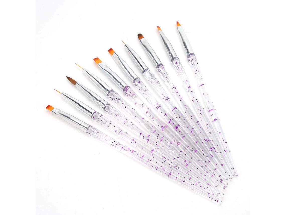 10pcs Caneta De Arte De Unha Profissional Portátil Uv Gel Para Pintura E Pontilhado Lápis De Unha Gliter Roxo