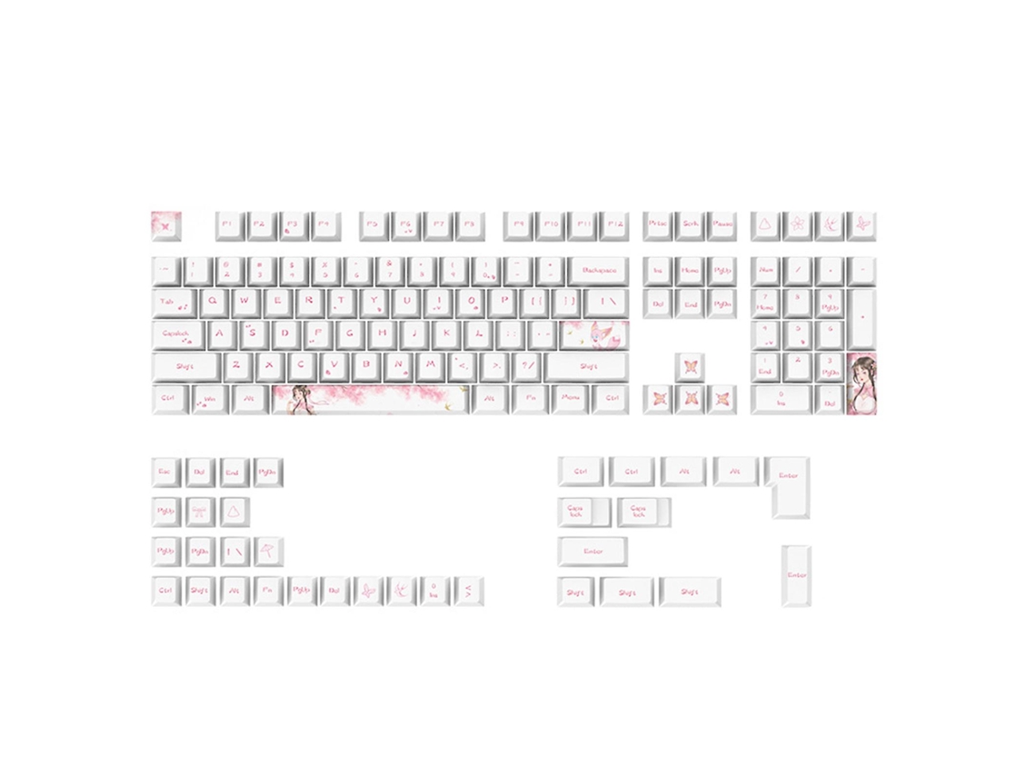 Keycaps Grossos De Cereja Sub Corante Pbt 130 Teclas Para Gk61/68/75/84/980/104/108