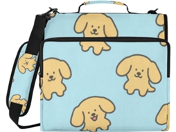 Adesivo de mesa com 3 argolas, estampa animada de cachorrinho azul, para facilitar o transporte.