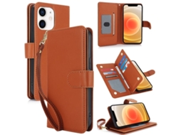 Capa Carteira De Couro Para Iphone 12 Pro - Com Rfid - Para Vários Cartões