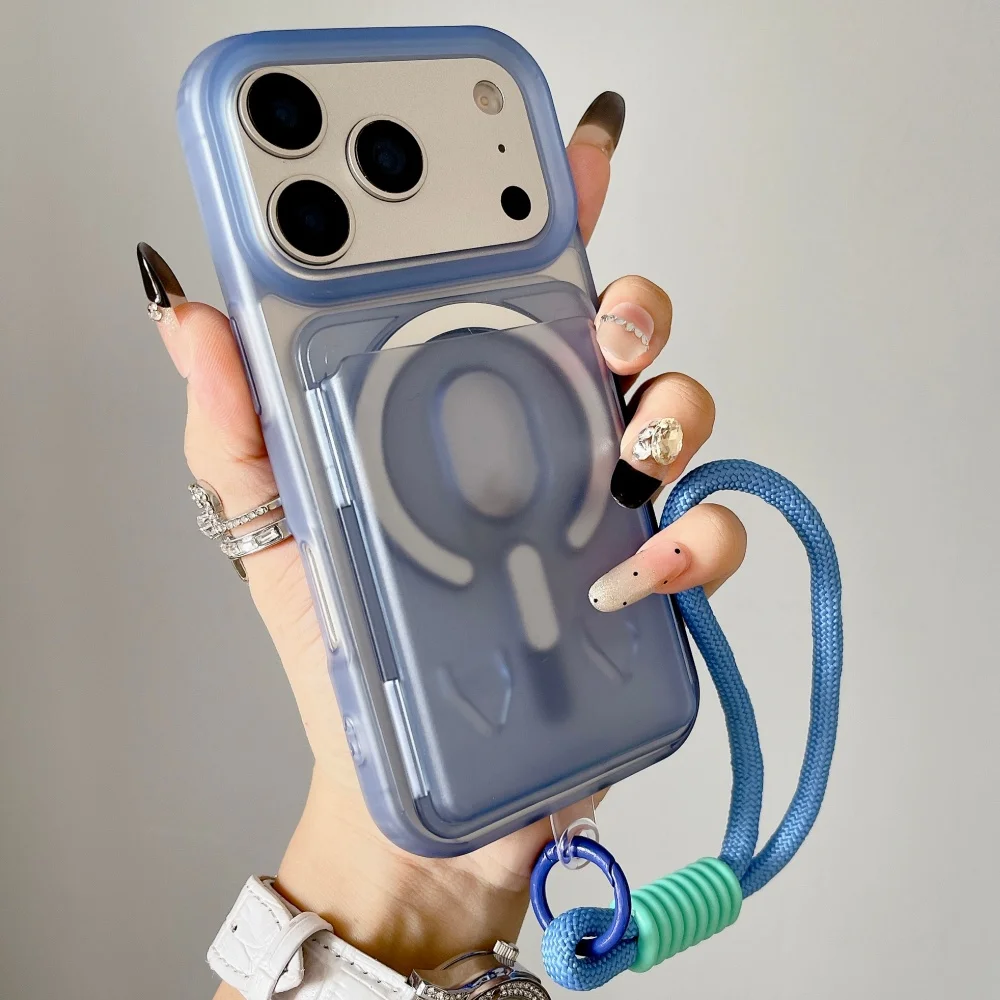 Capa Para Iphone Air Azul Com Compartimento Magnético E Cordão De Cobertura Total.