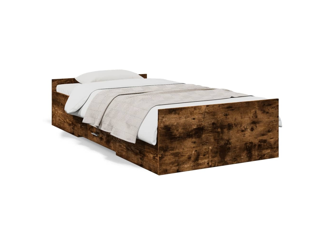 Estrutura de Cama com Gavetas Derivados de Madeira Carvalho Fumado MAISON EXCLUSIVE