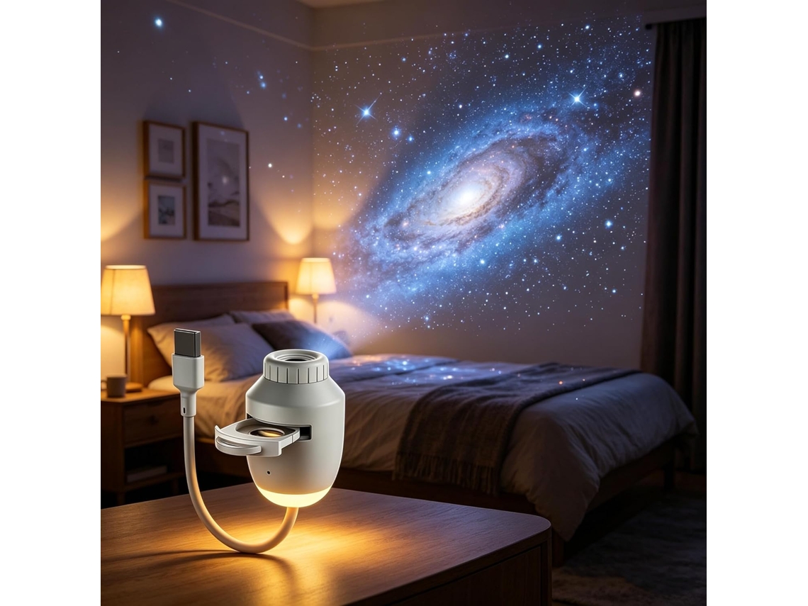 Projetor De Galáxias 2 Em 1 Com Luz Noturna, 3 Discos Filme,