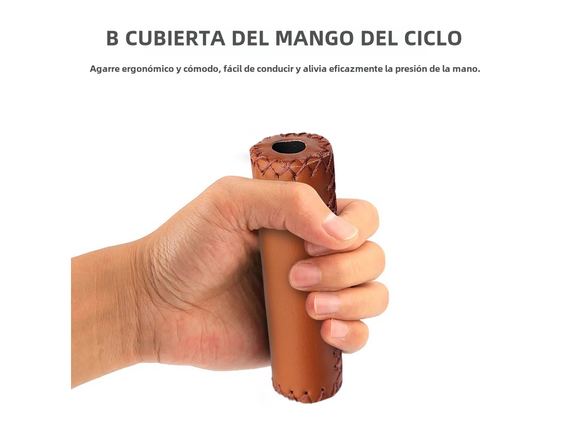 Manoplas De Bicicleta Retrô Couro Pu Antiderrapante Com Absorção De Choque Para Ciclismovayotoy