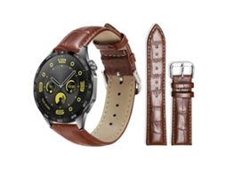 Bracelete para Huawei Watch Gt 4 / Gt 3 / Gt 2 Couro com Fivela de Pino e Textura de Bambu Marrom Escuro XIAOMOYU (20mm)