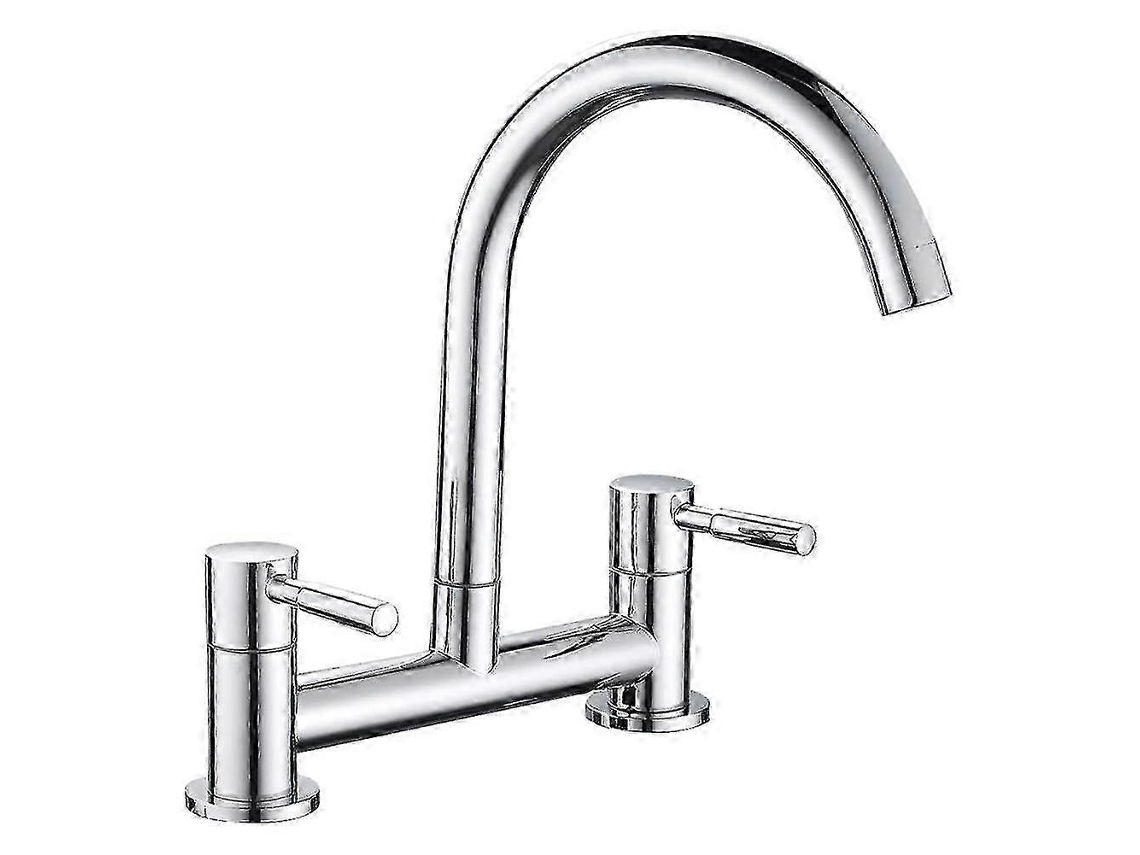 Torneira De Cozinha, Distância Entre Centros De 180 Mm, 2 Furos, Alavanca Dupla, Montagem Em Bancada