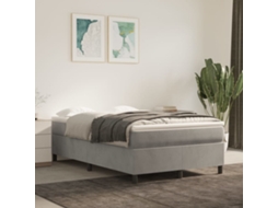 Vidaxl Cama Boxspring C/ Colchão 120x200 Cm Veludo Cinzento-claro