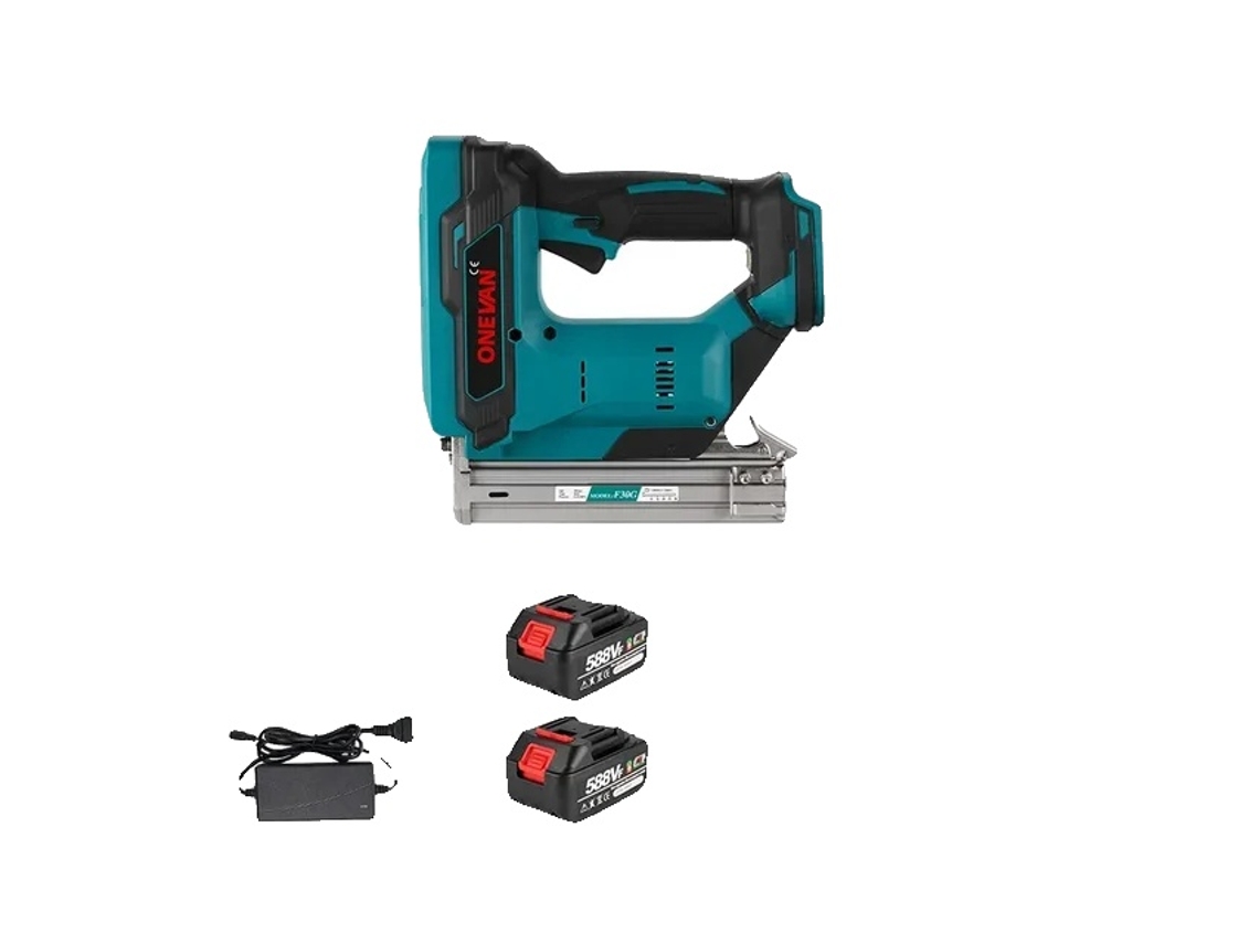 Pistola De Pregos Elétrica, Motor Sem Escova, Compatível Com Bateria Makita 18v, 2 Baterias Plugue Ue