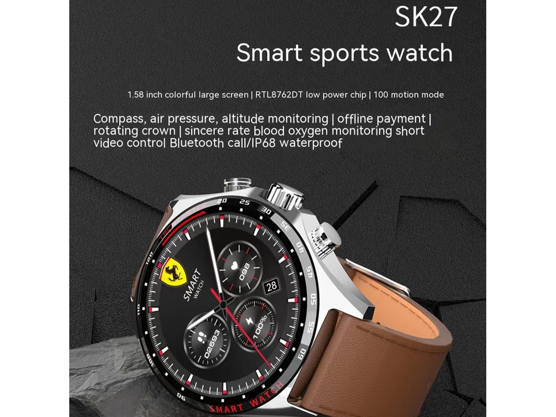 Smart Watch SHAH ARPAN Tela Grande Colorida Preta de 1 58 Polegadas