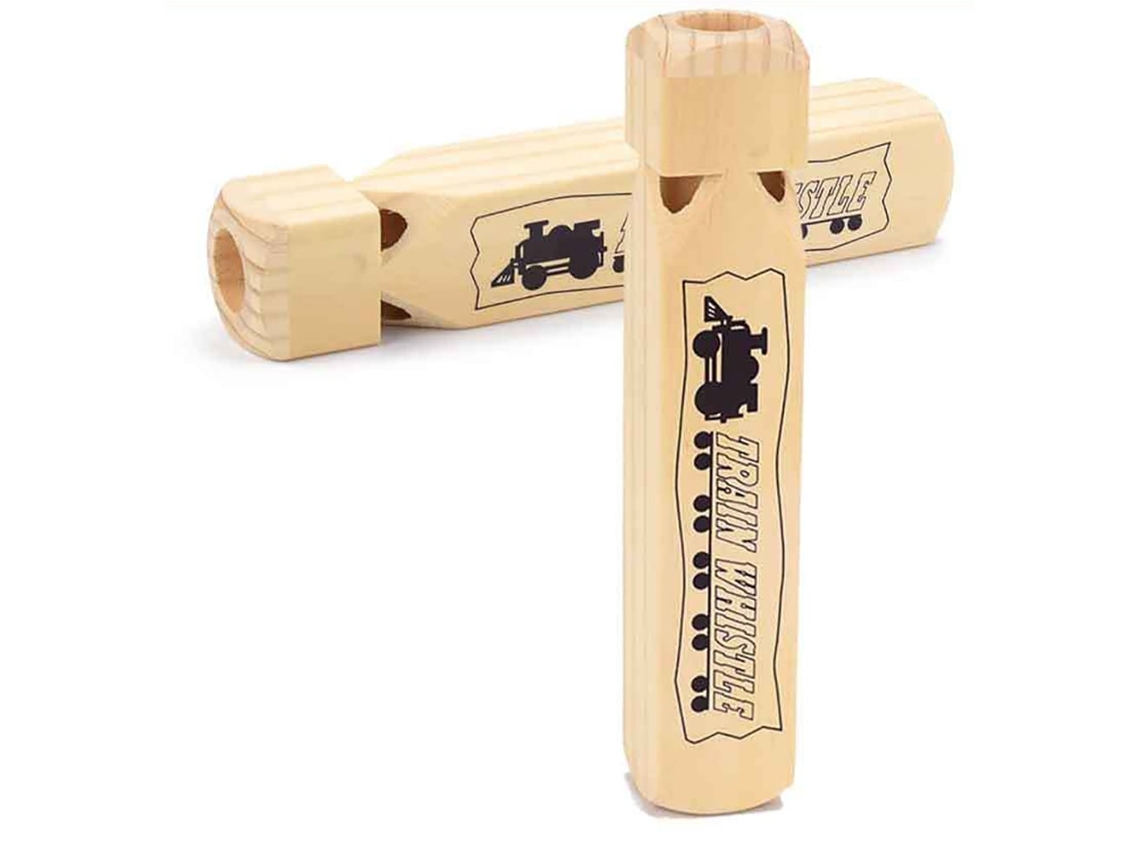 Primerox 2pcs Apito de Trem de Madeira 4 Tonos Brinquedo Educativo Musical para Crianças